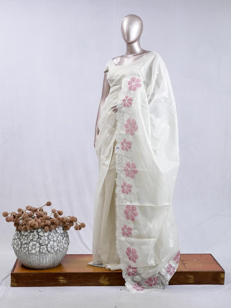 Blush Pink blossom organza SAN5474