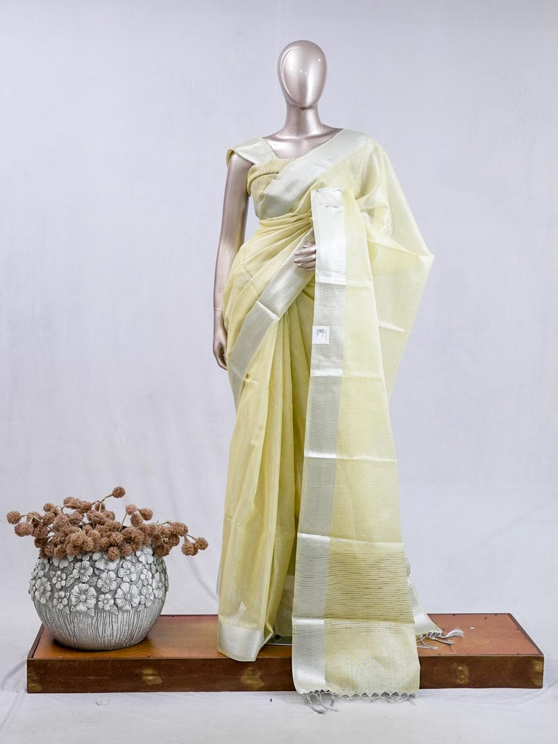 ⁠Pastel Lemon Yellow tissue cotton linen  SAN5485