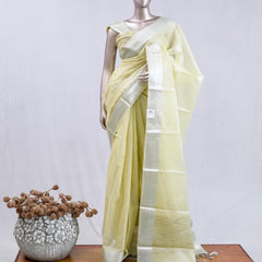 ⁠Pastel Lemon Yellow tissue cotton linen  SAN5485