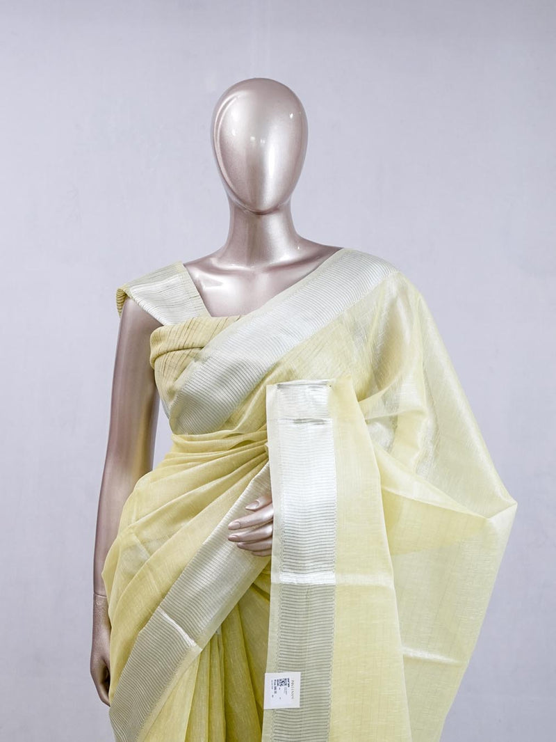 ⁠Pastel Lemon Yellow tissue cotton linen  SAN5485