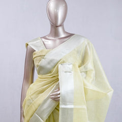 ⁠Pastel Lemon Yellow tissue cotton linen  SAN5485