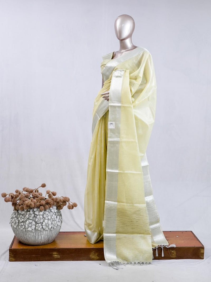 ⁠Pastel Lemon Yellow tissue cotton linen  SAN5485