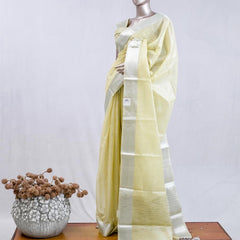 ⁠Pastel Lemon Yellow tissue cotton linen  SAN5485