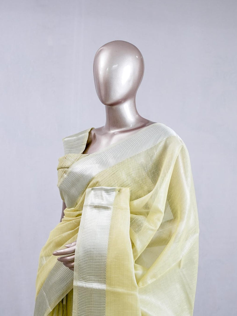⁠Pastel Lemon Yellow tissue cotton linen  SAN5485