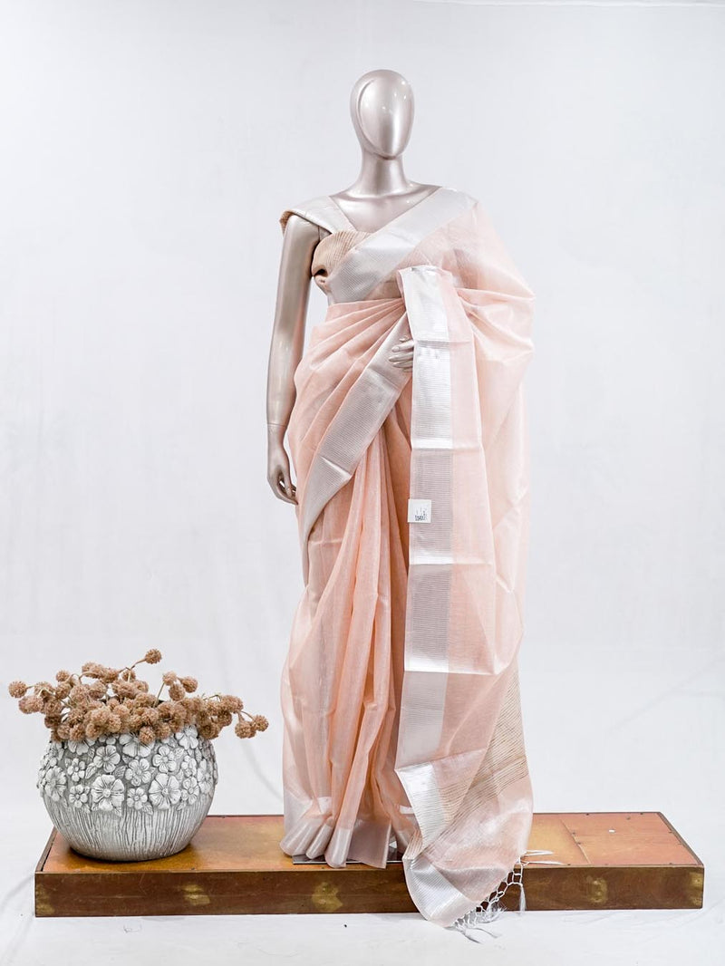 ⁠Pastel Peach tissue cotton linen SAN5485