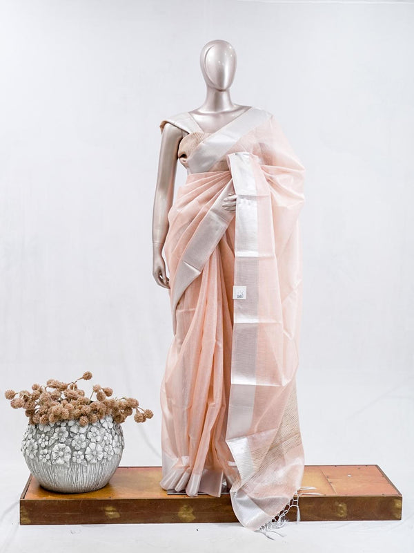 ⁠Pastel Peach tissue cotton linen SAN5485