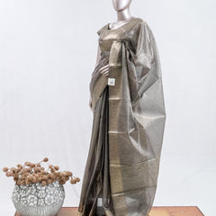 Metallic Grey Tissue organza Saree  SAN5485