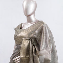 Metallic Grey Tissue organza Saree  SAN5485