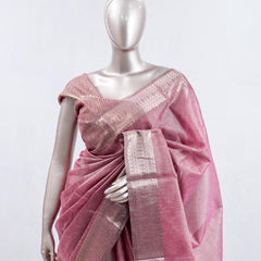 Dusty Rose Pink Tissue organza Saree SAN5485