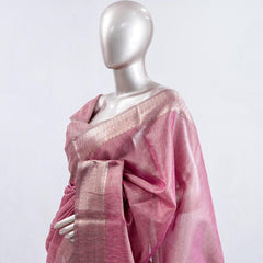 Dusty Rose Pink Tissue organza Saree SAN5485
