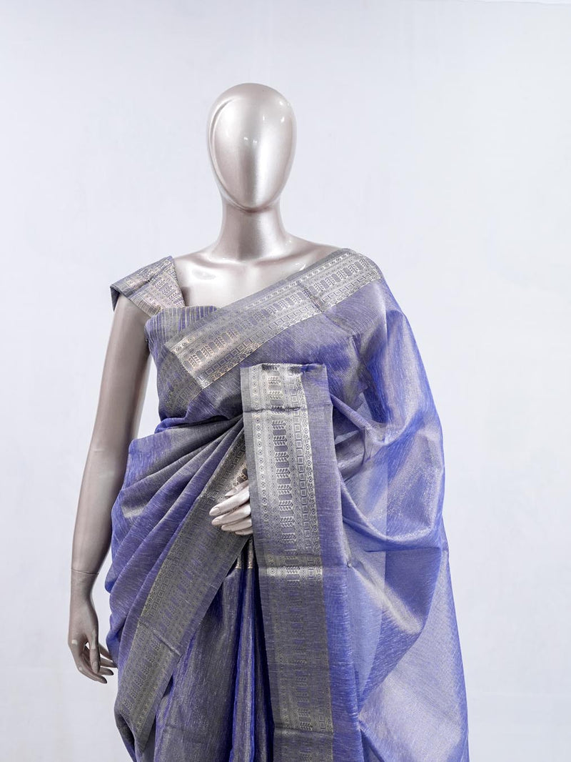 ⁠Lavender Blue Tissue Organza Saree  SAN5485