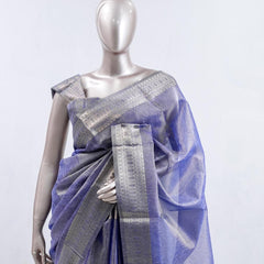 ⁠Lavender Blue Tissue Organza Saree  SAN5485