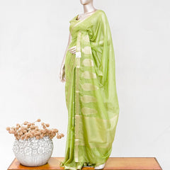 Lime Green Semi Silk Kota Saree with Gold Zari Border SAN5486