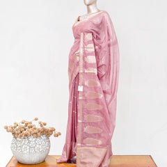 Blush Pink Semi Silk Kota Saree with Gold Zari Border SAN5486