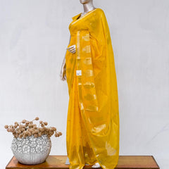 Mustard Yellow Semi Silk Kota Saree with Gold Zari Border  SAN5486