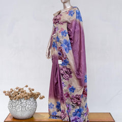 Mauve Purple Paper Silk Saree with Floral Digital Print SAN5490