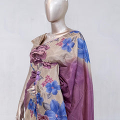 Mauve Purple Paper Silk Saree with Floral Digital Print SAN5490