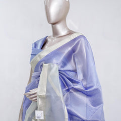 Lavender Tissue Organza Saree with Silver Zari Border SAN5484