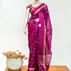 Premium Deep Magenta Synthetic Kota Saree with Antique Gold Zari Buttas SAN5476