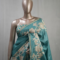 Hand Worked Tusser Silk Saree A SAN5331