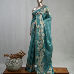 Hand Worked Tusser Silk Saree A SAN5331