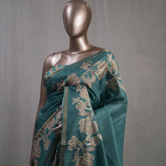 Hand Worked Tusser Silk Saree A SAN5331