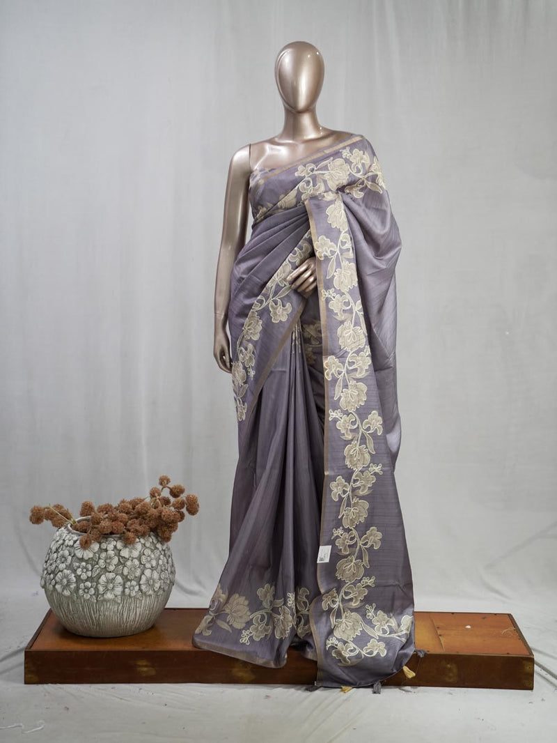 Hand Worked Tusser Silk Saree  C 1 SAN5331
