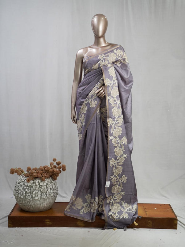 Hand Worked Tusser Silk Saree  C 1 SAN5331