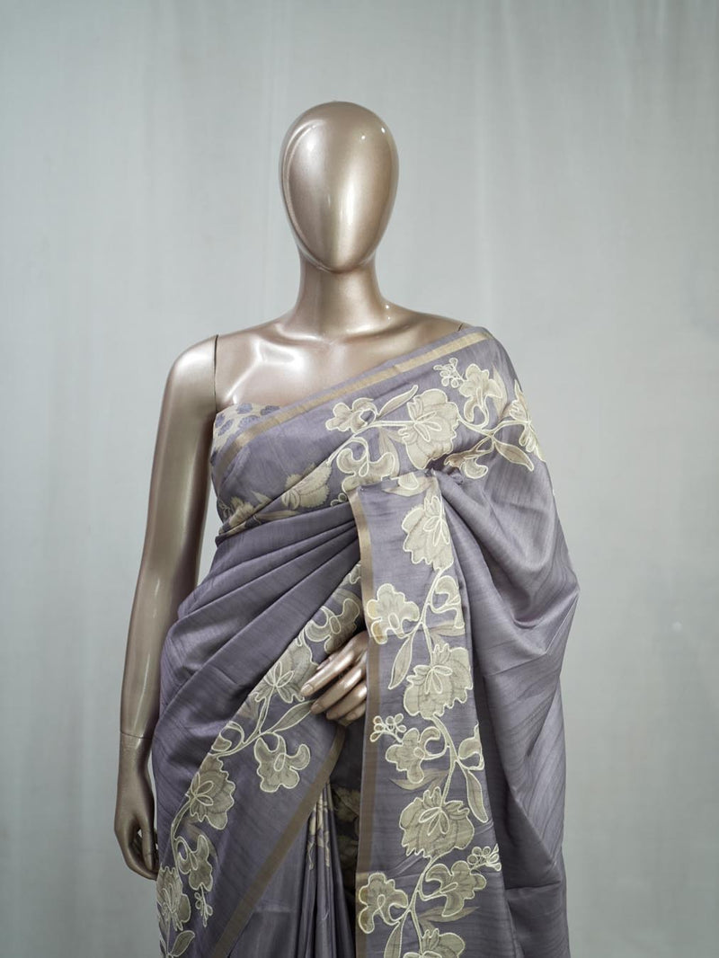 Hand Worked Tusser Silk Saree  C 1 SAN5331