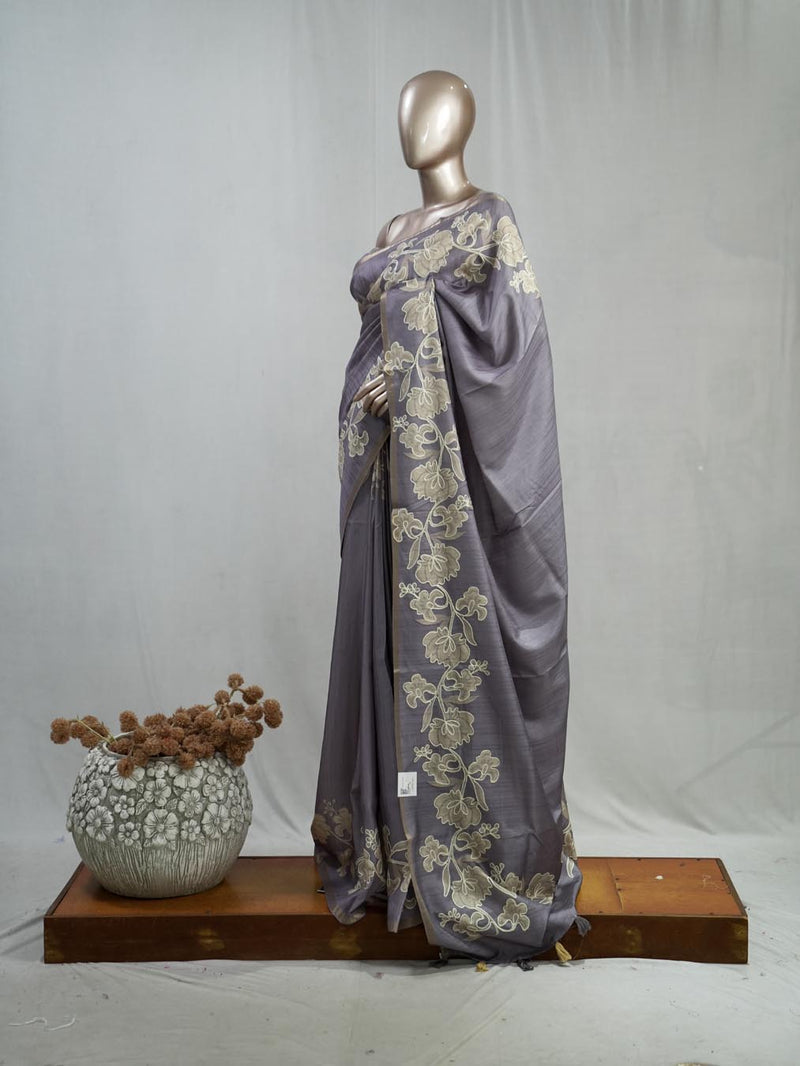 Hand Worked Tusser Silk Saree  C 1 SAN5331