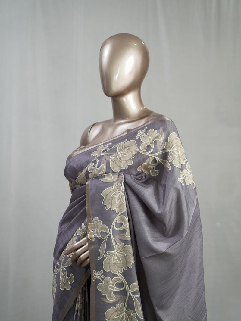 Hand Worked Tusser Silk Saree  C 1 SAN5331
