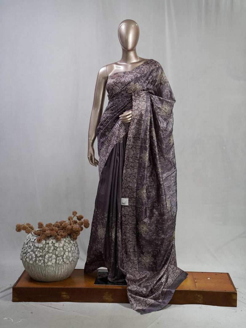 Hand Worked Tusser Silk Saree  SAN5330