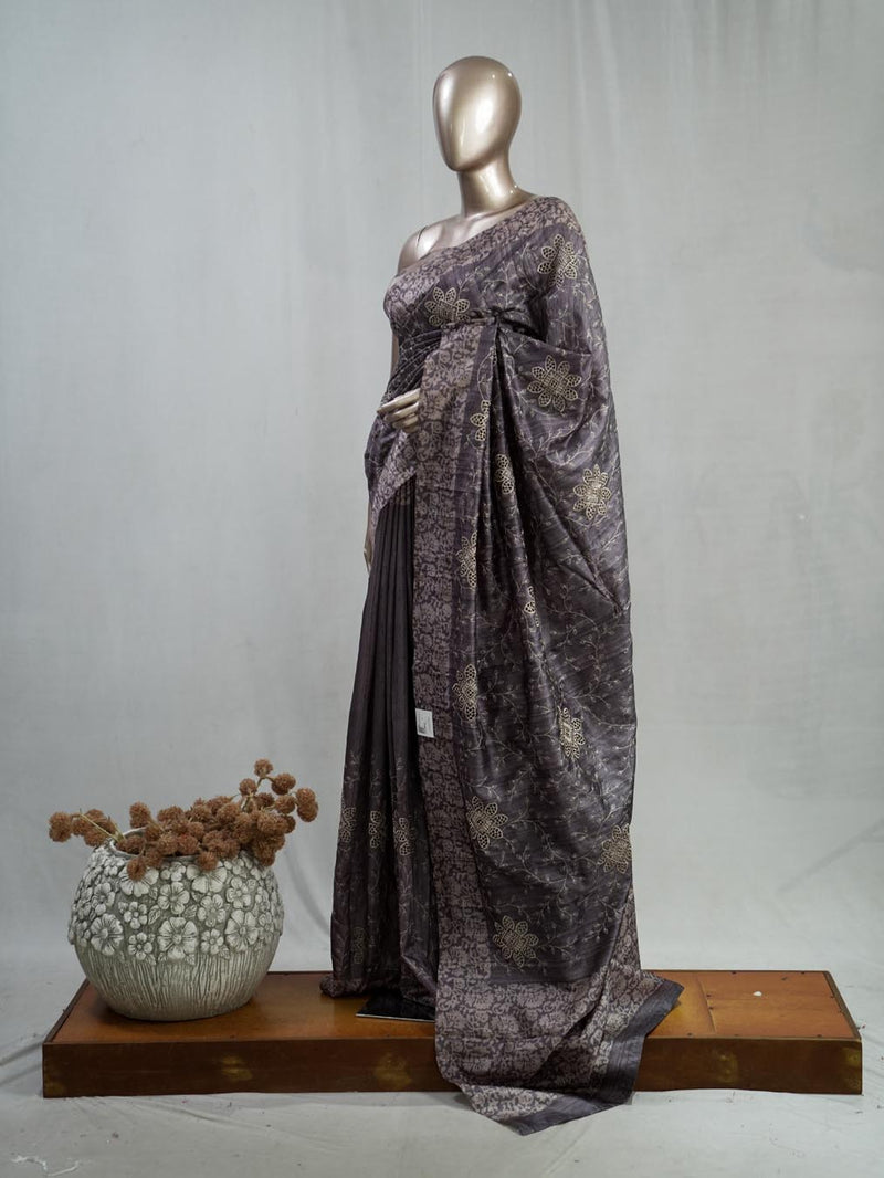 Hand Worked Tusser Silk Saree  SAN5330