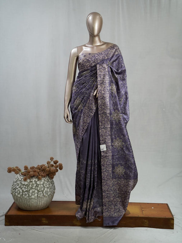 Hand Worked Tusser Silk Saree D SAN5330