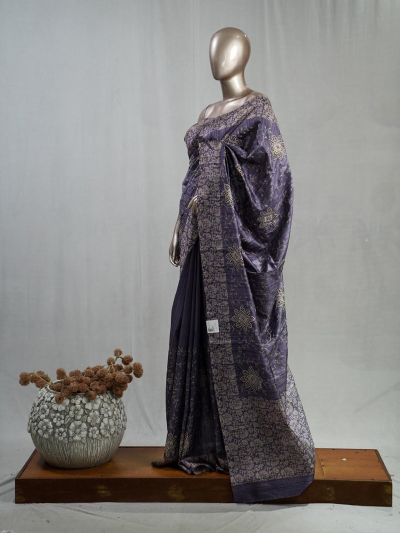 Hand Worked Tusser Silk Saree D SAN5330