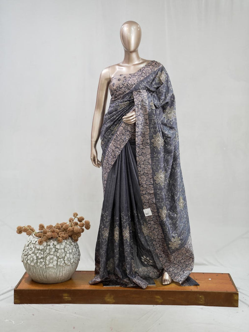 Hand Worked Tusser Silk Saree E SAN5330