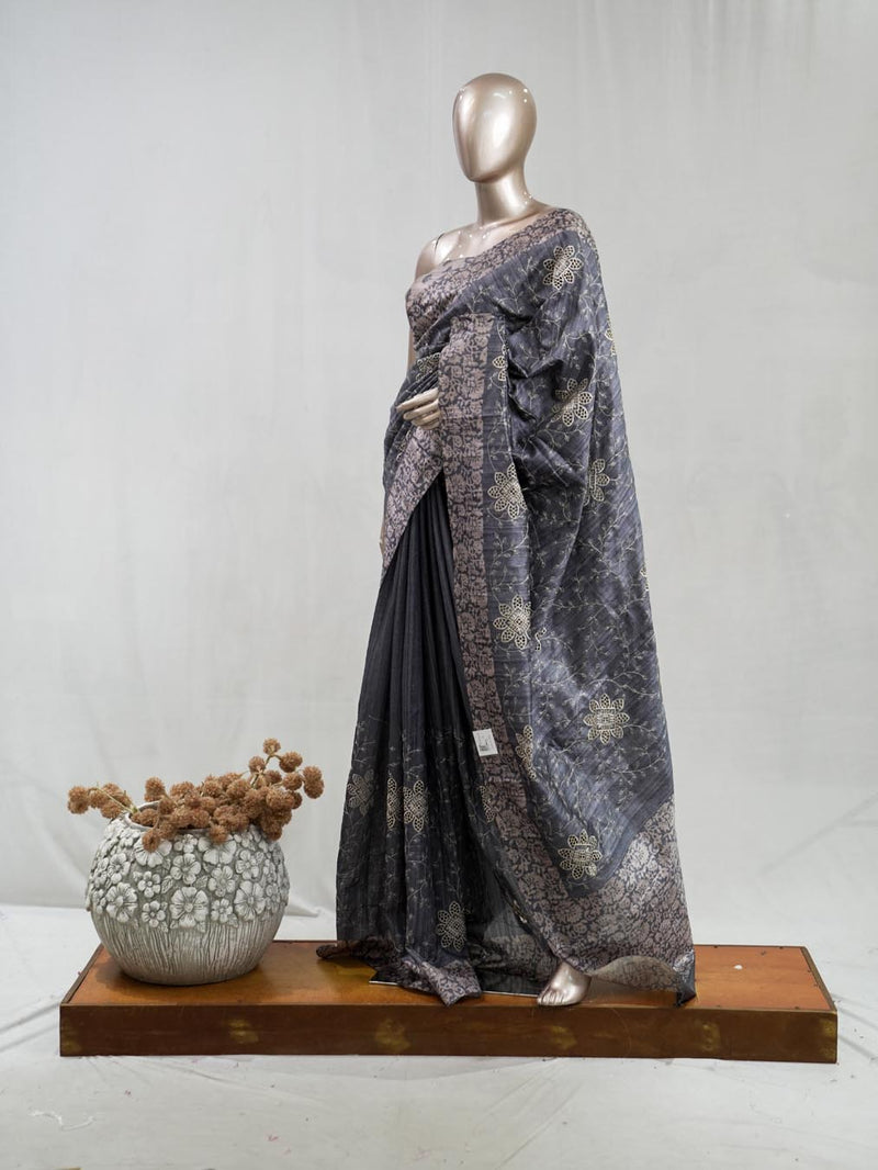 Hand Worked Tusser Silk Saree E SAN5330