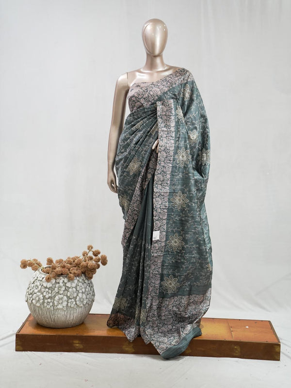 Hand Worked Tusser Silk Saree  F SAN5330
