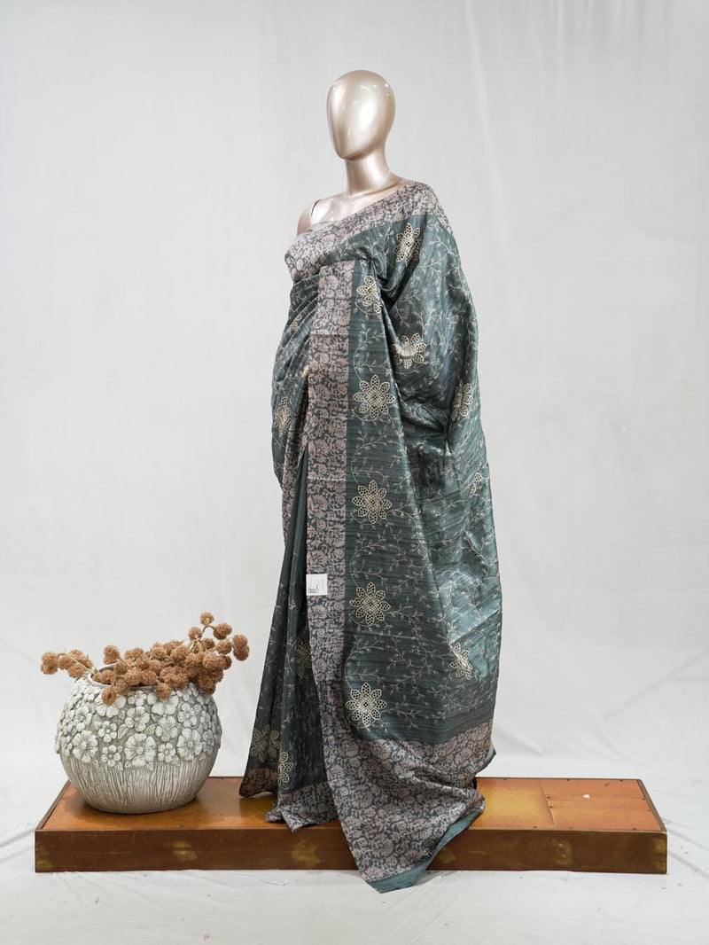Hand Worked Tusser Silk Saree  F SAN5330