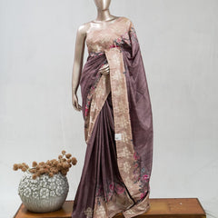 Printed Tusser Silk Saree A  SAN5327
