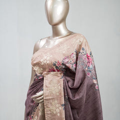 Printed Tusser Silk Saree A  SAN5327
