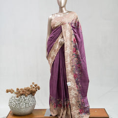 Printed Tusser Silk Saree B  SAN5327