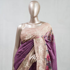 Printed Tusser Silk Saree B  SAN5327