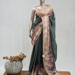 Printed Tusser Silk Saree C SAN5327