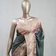 Printed Tusser Silk Saree C SAN5327