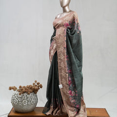 Printed Tusser Silk Saree C SAN5327