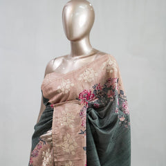 Printed Tusser Silk Saree C SAN5327