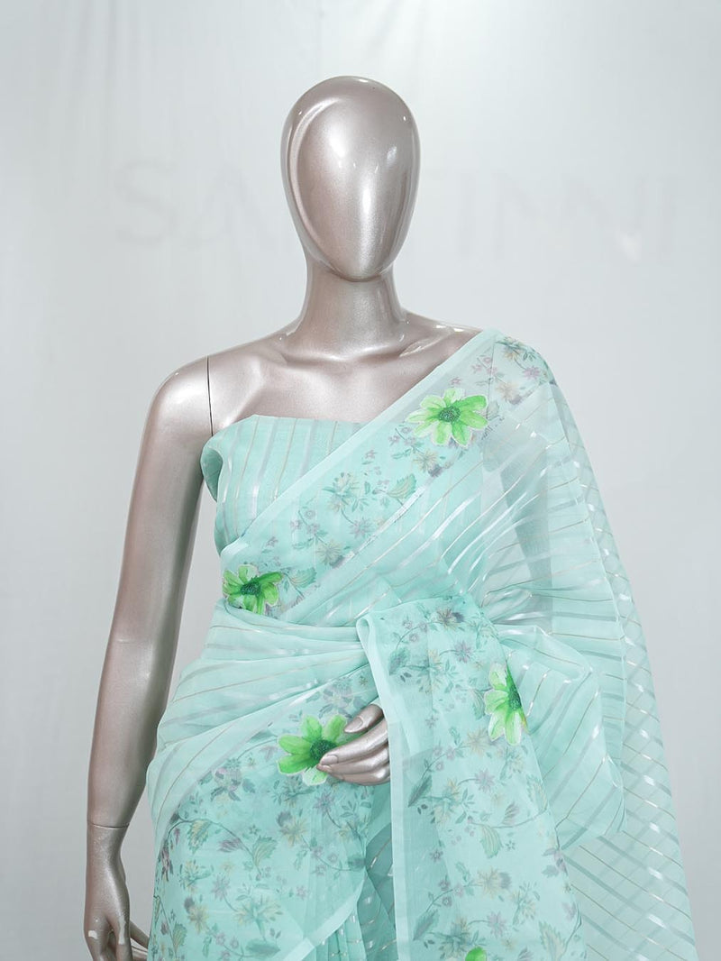 Glass Organza Saree  D SAN5323