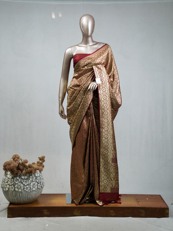 Semi Katan Banarasi Saree E SAN3418