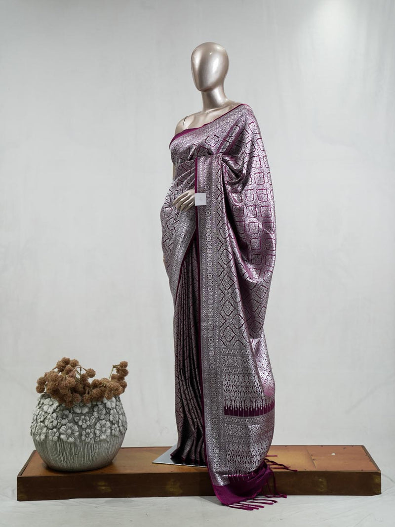 Semi Katan Banarasi Saree J SAN3875